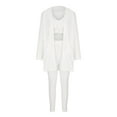 thumbnail image 2 of Innerwin Cardigan Outfit Set Open Front Women Fuzzy 3 Piece Sweatsuit Sleep Solid Color Regular Lounge Sets White 3XL, 2 of 7