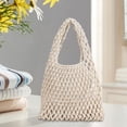 thumbnail image 2 of Bolso de Hombro Sunnimix Bolso de Playa Blanco Tejido a Mano, 2 of 7