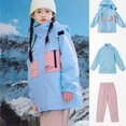thumbnail image 2 of Afuyipoi Boys Girls Snowsuit Jacket Pants Set Waterproof Windbreaker Fleece Lined Winter Size 5-15 Blue Size 14, 2 of 9