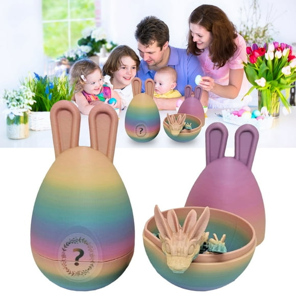 ⚡ Big Sale ! Easter Egg With Dragon 3D Printed Dragon Egg Dragon Toy Articulated Dragon Dragon Egg Kids Adult Toy Easter Gift (Bunny Egg)