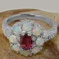 thumbnail image 6 of LBG British Made 14k White Gold Womens Ring Natural Pink Tourmaline & Opal Statement Ring - 33 size options - Size 7.5, 6 of 8
