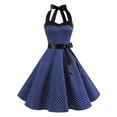 thumbnail image 3 of Jamsmile Womens Rockabilly Dress Summer Halter Polka Dot Strapless High Waist Vintage Hanging Neck Dress, 3 of 4