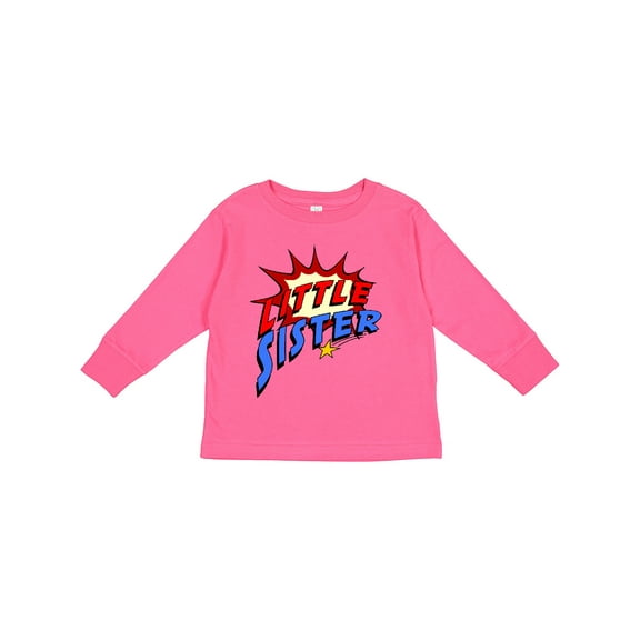 Inktastic Little Sister Superhero Girls Long Sleeve Toddler T-Shirt