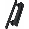 thumbnail image 1 of Kit de manija para puerta de granero, resistente, acero inoxidable con revestimiento en polvo, acabado negro rústico, fácil instalación, material de acero sólido, tirador de dedo al ras, diseño de, 1 of 5