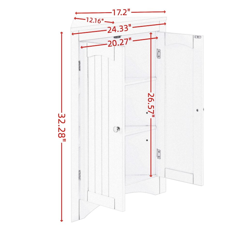 Hassch Corner Bathroom Storage Cabinet, Triangle Freestanding Floor Storage Cabinet with Adjustable Shelves and 2 Doors for Bathroom, Kitchen, Living Room or Bedroom (Espresso)