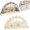 thumbnail image 4 of Wooden Christmas Village Houses with LED Light,Christmas LED Bridge Lights Ornaments, 4 of 10