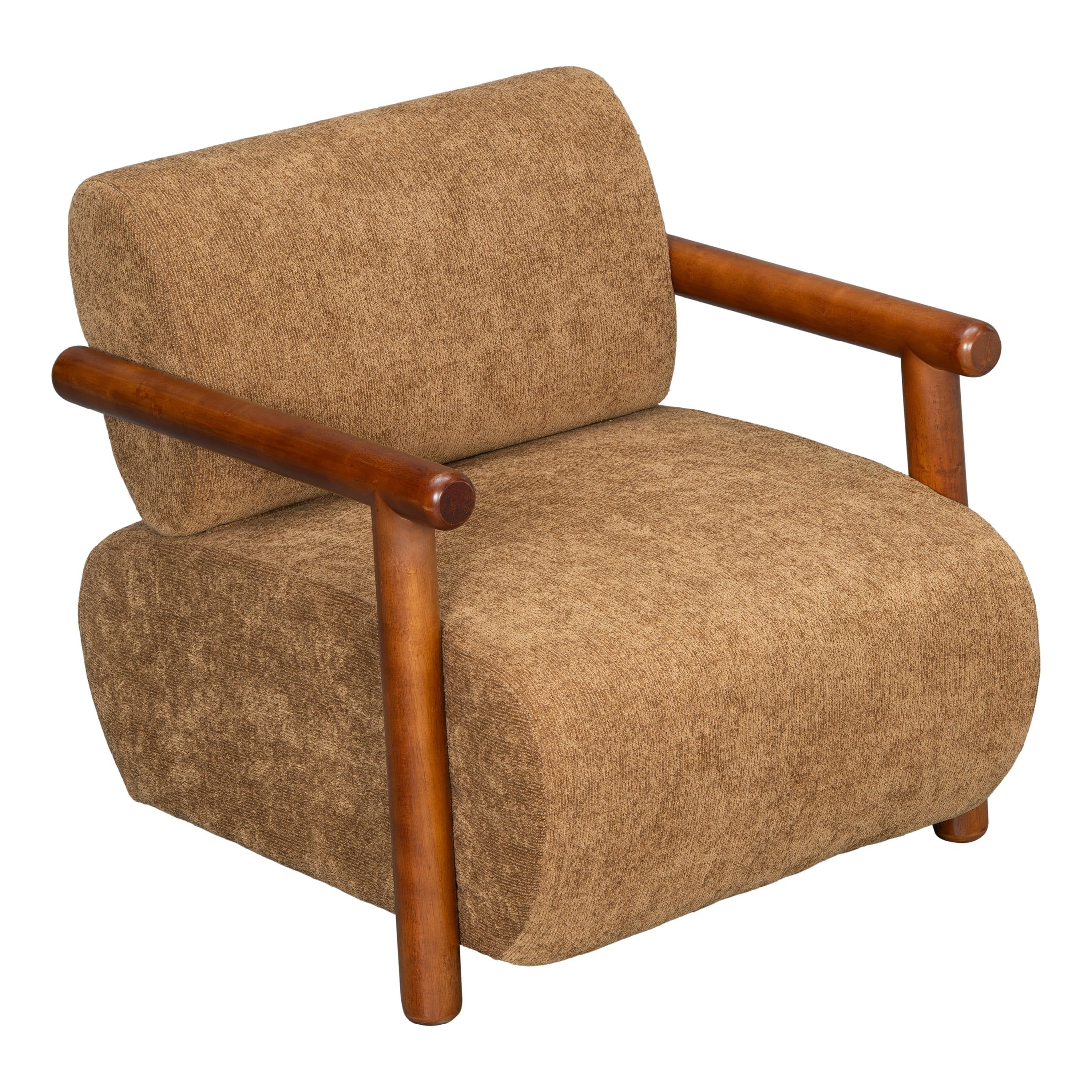Christopher Knight Home Modern Accent Lounge Chair, Chenille Upholstery with Solid Wood Arms, Mocha