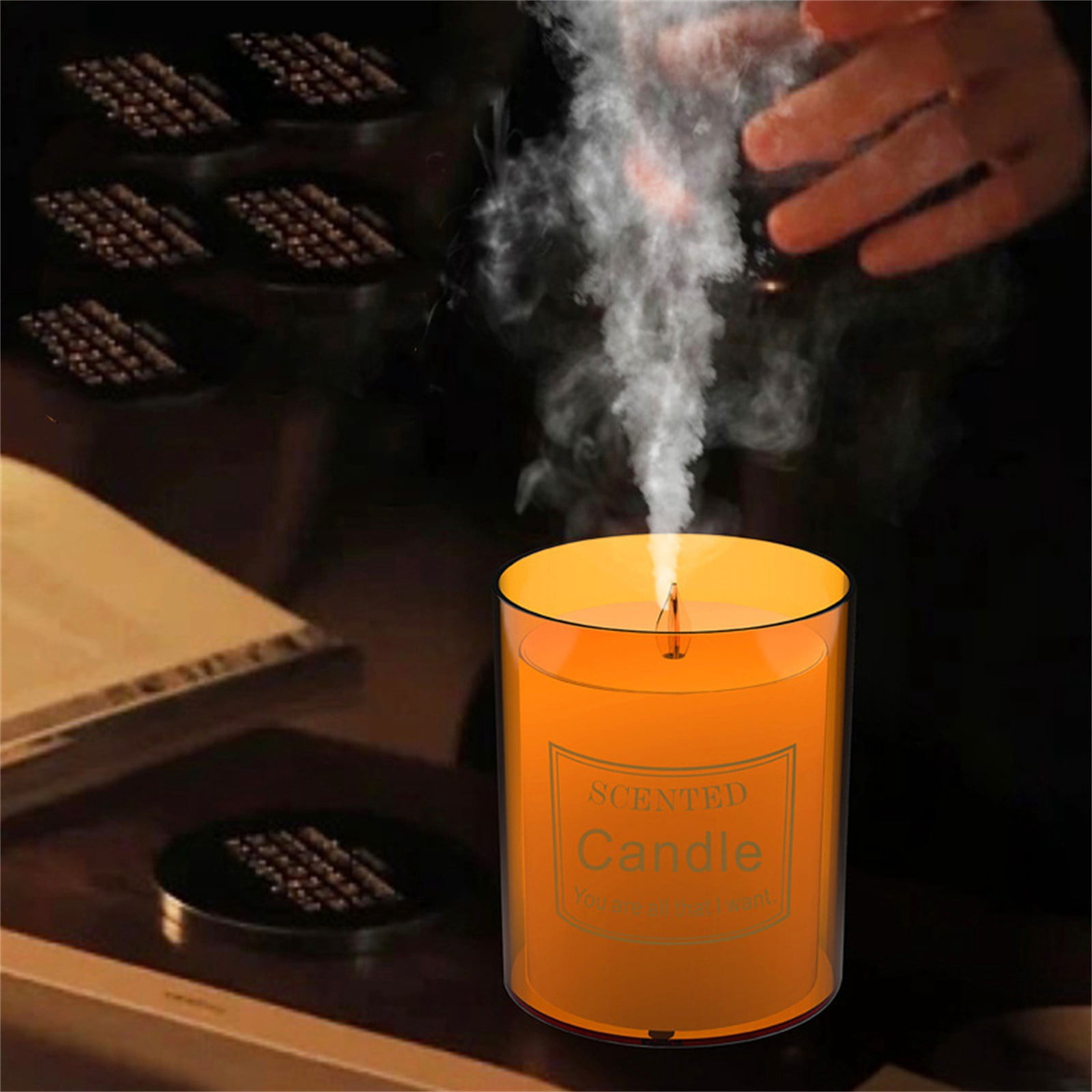 Candle Desktop Humidifiers Small for Dry Baby Steamer Cups Handheld Mist Aromatherapy Bedroom Small Cool Mist No Filter Levity Water Bottle Humidifiers Heat Warm Mist Mini Chimney for Living Room