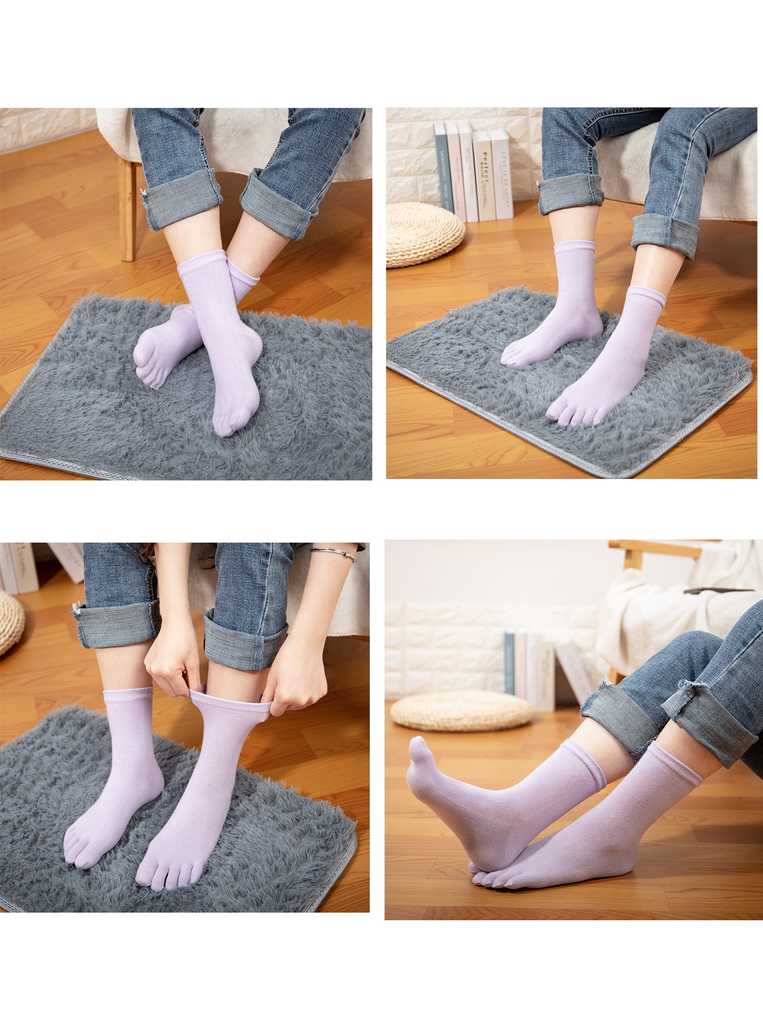 Florata - FLORATA Ultra Soft Five Finger Toe Socks Cotton Liner Socks ...