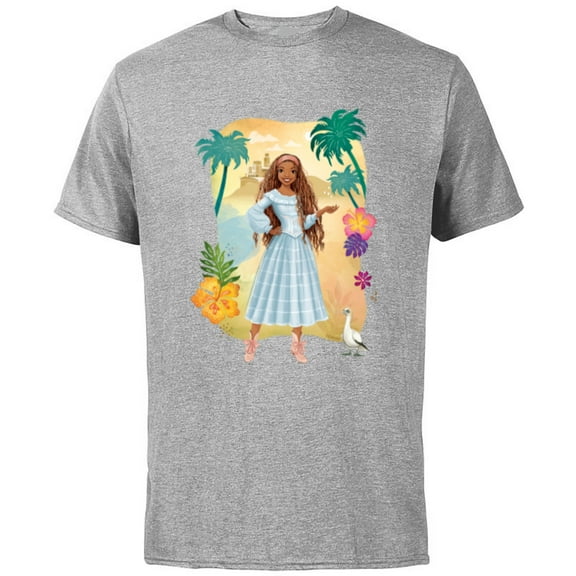 Disney The Little Mermaid Ariel & Scuttle Dry Land - Short Sleeve Cotton T-Shirt for Adults - Customized-Athletic Heather