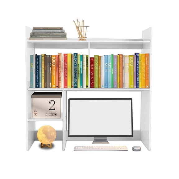 Miumaeov Desk Bookshelf Desktop Storage Organizer Display Shelf Rack Dorm Office