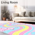 thumbnail image 2 of ODIKA 4'x6' Machine Washable Non-Slip Area Rug, Dreamy Pathway with Smiling Clouds and Twinkling Stars High Traffic Rug with Pad, Pink, 725721, 2 of 8