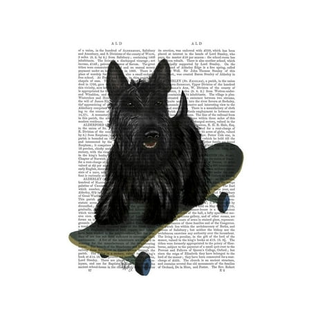 Scottish Terrier and Skateboard Print Wall Art By Fab Funky