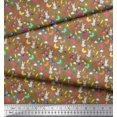 thumbnail image 3 of Soimoi Brown Georgette Viscose Fabric Sun,Insect & Rabbit Cartoon Printed Fabric 1 Yard 42 Inch Wide, 3 of 3