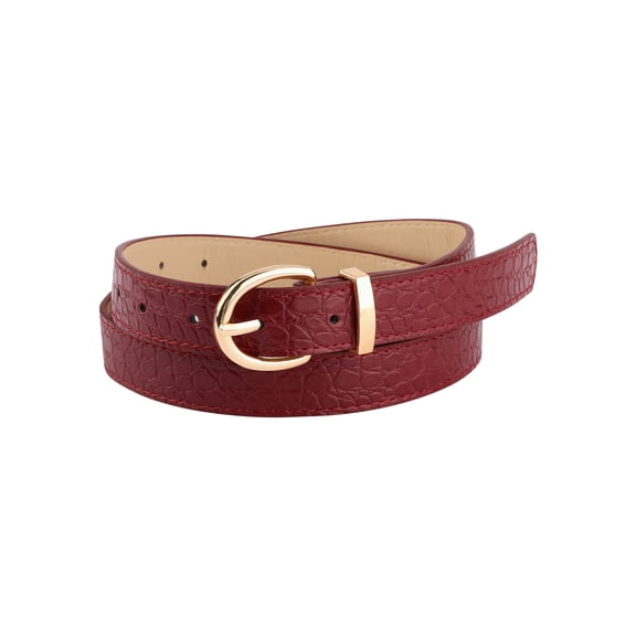 INSPIRE CHIC Alligator Embossed Belts Leather Waist Alloy Pin Buckle Belt For Women 106cm/41.7" Red