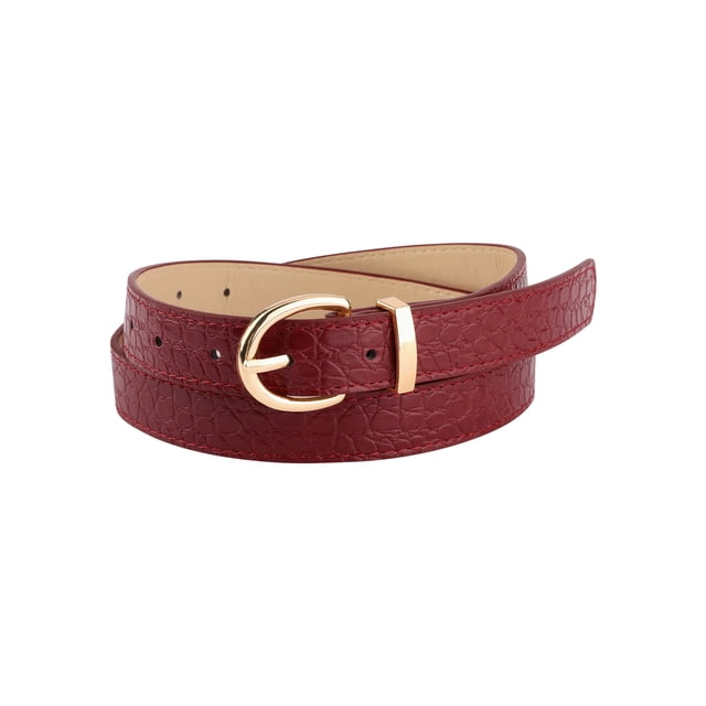 Unique Bargains Ceintures en Cuir Embossé Alligator avec Boucle à Ardillon en Alliage pour Femmes