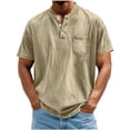 thumbnail image 2 of Jerdar Men's Henley Shirt 100% Cotton Acid Wash Tee Short Sleeve Solid Retro Vintage Style Washed Henley Casual T-Shirt, 2 of 6