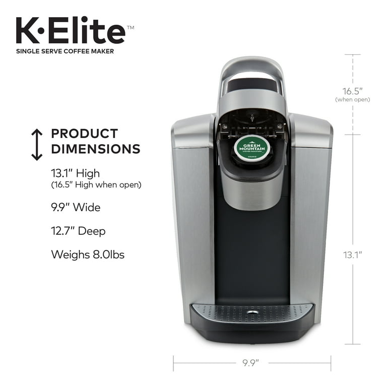 Keurig K Elite Single Serve K Cup Pod Coffee Maker Brushed Silver