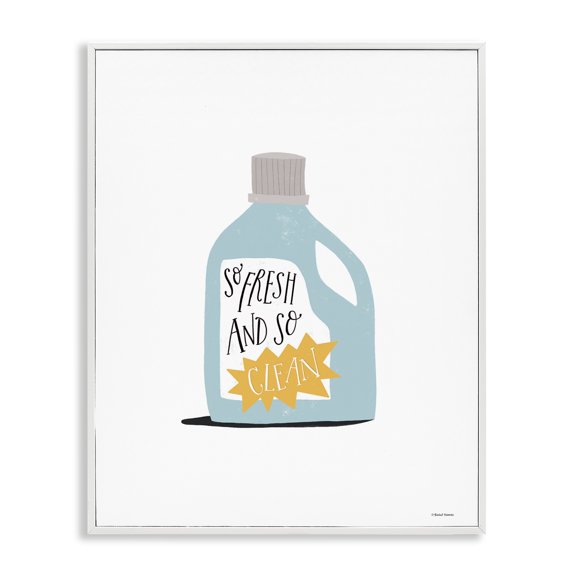Stupell Industries So Fresh & Clean Laundry Typography Painting White Framed Art Print Wall Art, 11 x 14