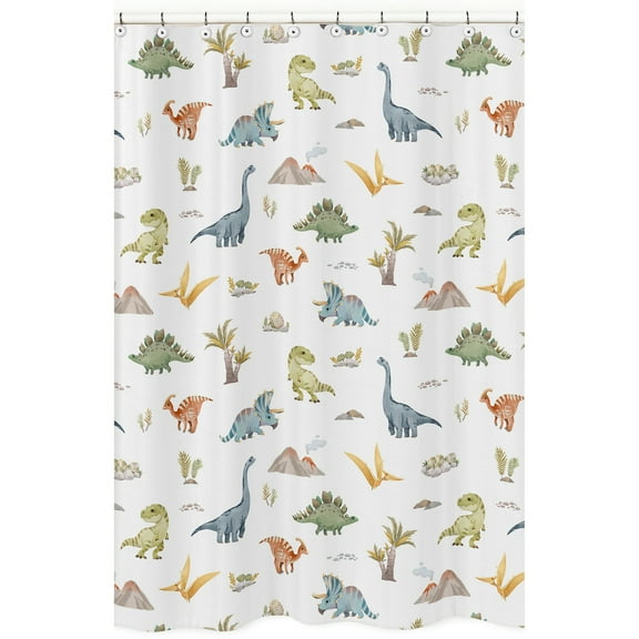 Sweet Jojo Designs Watercolor Dinosaur Dino Boy Fabric Shower Curtain