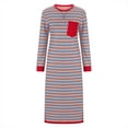 thumbnail image 5 of SMihono Spring Dresses for Women 2025 Striped Color Block Long Sleeve Crewneck Side Splits Casual Loose Long Maxi Dress Pink 10, 5 of 7