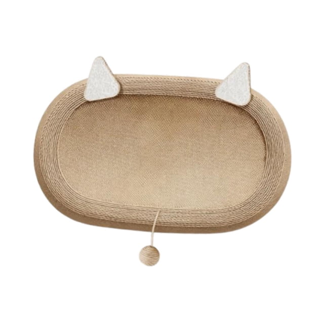 Cama rascador de sisal para gatos, resistente, para que los gatitos afilen sus garras, resistente al desgaste, ovalada 2 en 1. Con orejas