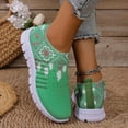 thumbnail image 4 of Loafers for Women Stretch Knitted Mesh Trendy Print Slip on Walking Shoes Casual Comfy Soft Sole Round Toe Gym Workout Nursing Shoes Green Size 6.5, 4 of 7