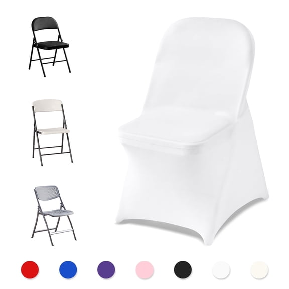 VEVOR Stretch Folding Chair Covers, Polyester Spandex Chair Cover, Removable Washable Protective Slipcovers, Universal Fitted for Dining Party Wedding Banquet (32PCS, White)