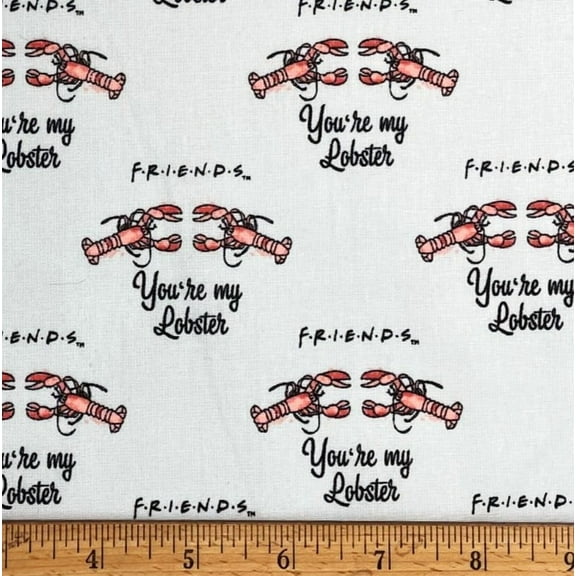 1 Yard - Friends You're My Lobster on Light Blue Cotton Fabric (Great for Quilting, Sewing, Craft Projects, Throw Pillows & More) 1 Yard X 44" Wide