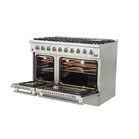Forno Appliances - Galiano Alta Qualita 6.58 Cu. Ft. Freestanding Double Oven Gas Range with Convection Oven - Stainless Steel