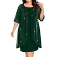 thumbnail image 3 of Jinhomg Women's Sparkly Dresses Wedding Guest Short Sleeve Flowly Party Dress Green XL, 3 of 8