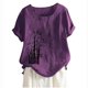 thumbnail image 1 of Camiseta Casual de Manga Corta con Botón de Cuello Redondo de las Mujeres, Tops Cortos para las Mujeres, 1 of 3