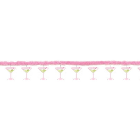 Martini Glasses Jointed Garland with Marabou
