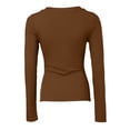thumbnail image 5 of JIAYUE Women's Shirts Fall Winter Ribbed Knit Tie Neck Long Sleeve Solid Color With Built In Bra Comfort Female Trendy Tops, 5 of 6