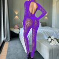 thumbnail image 3 of Levmjia Womens Long Sleeve Fishnet Bodystocking One Piece Lingerie Set Full Body Hollow Out Mesh Jumpsuit Stretchy Soft Date Nights Solid Color Elastic Nightwear, 3 of 3