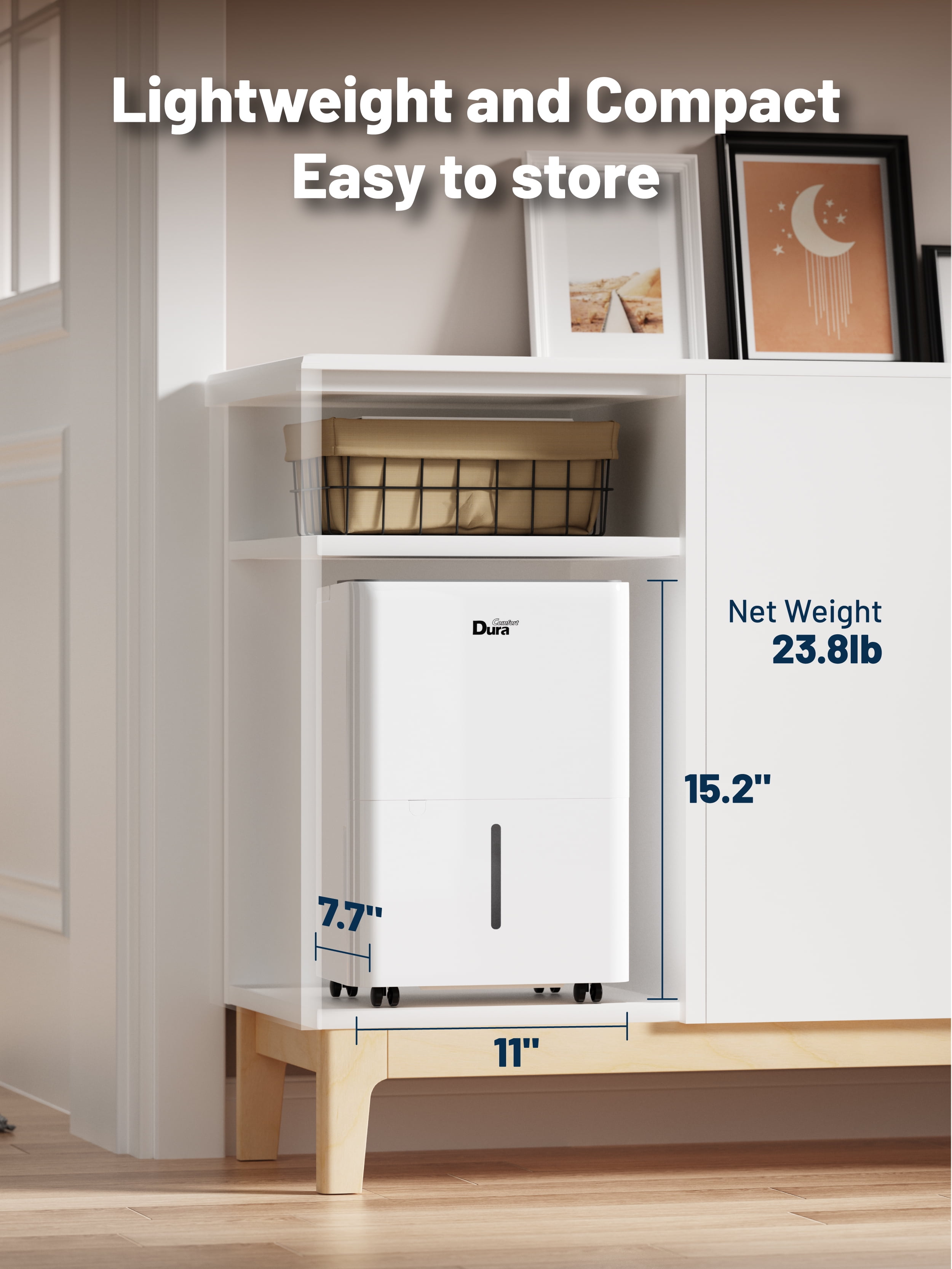 DuraComfort 8 Pint Dehumidifier for Basement and Home with Drain Hose, up to 1000 sq.ft, 24-Hour Timer (MAX 22 Pint at 95°F, 90% RH)