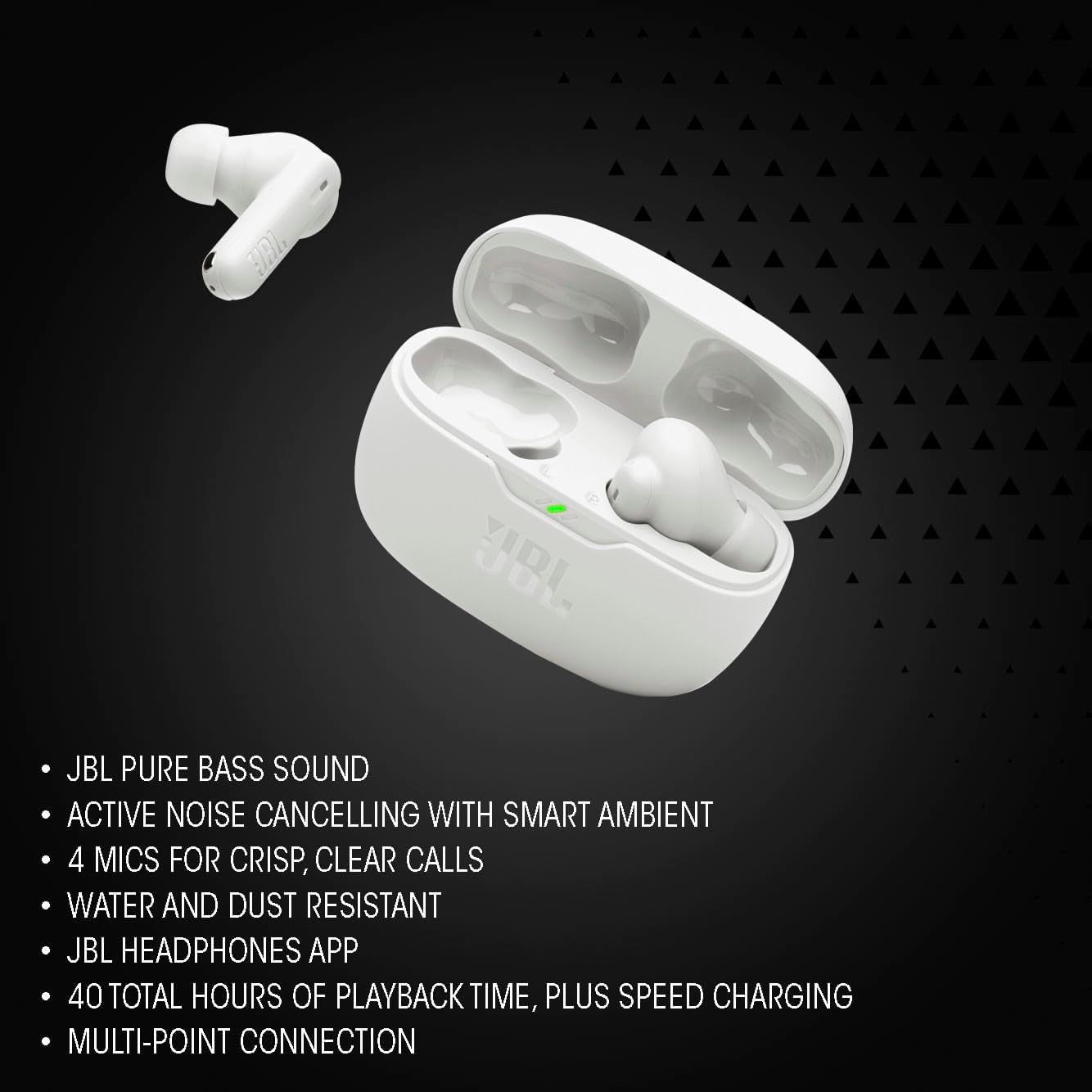 Open Box JBL Vibe Beam 2 - True Wireless Noise Cancelling Earbuds Pure Bass Sound & Smart Ambient Technology, 4mics for Crisp, Clear Calls, up to 40Hrs of Playback, IP54 Dust & Water Resistant (Blue)