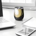 thumbnail image 3 of 12oz Stemless Wine Tumblers Black and Gold Marble Wavy Lines Pattern Vacuum Insulated Stainless Steel Travel Tumbler Cups Mug with Lid and Straw for Champaign,Cocktail,Beer with Cleaning Brush, 3 of 5