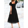 thumbnail image 3 of PRETTYGARDEN Women's Smocked Tulle Midi Dress Summer Square Neck Puffy Short Sleeve Ruffle Wedding Guest Party Dresses, 3 of 10