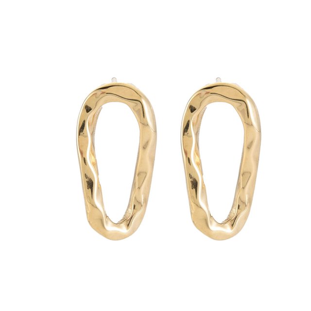 304 Stainless Steel Twist Oval Stud Earrings for Women Golden 25.5x13mm Pin: 0.7mm