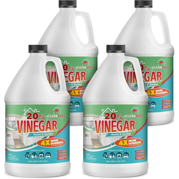 20 Percent Concentration Vinegar, All-Natural Multipurpose General Cleaner, 4 Gallons (1 Gallon, 4 Pack)