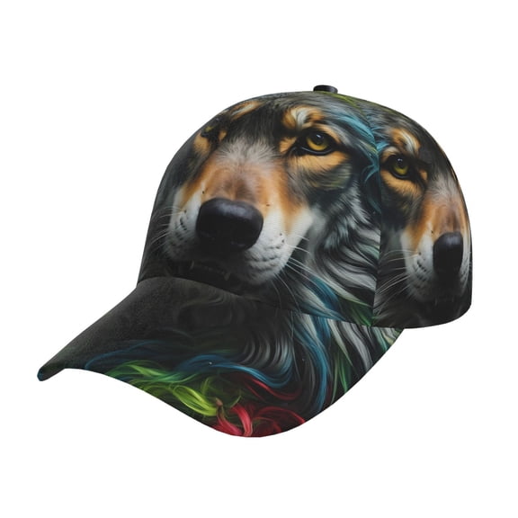 Easygdp Realistic Style Colorful Wolf Baseball Cap with Adjustable Buckle – Lightweight, Breathable, Sweat-Absorbent Hat for Outdoor Activities, Sports, and Casual Wear