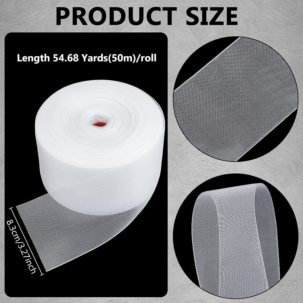 54.6 Yards Translucent Drapery Buckram 3.2 Inch White Heading Tape Sew-in Fabrics Drapes for Home Sewing Window Curtains Garment AccessoriesDIY