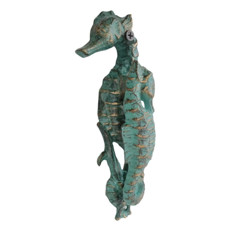 Cast Iron Verdigris Finish Sea Horse Door Knocker Cast Iron Verdigris Finish Sea Horse Door Knocker