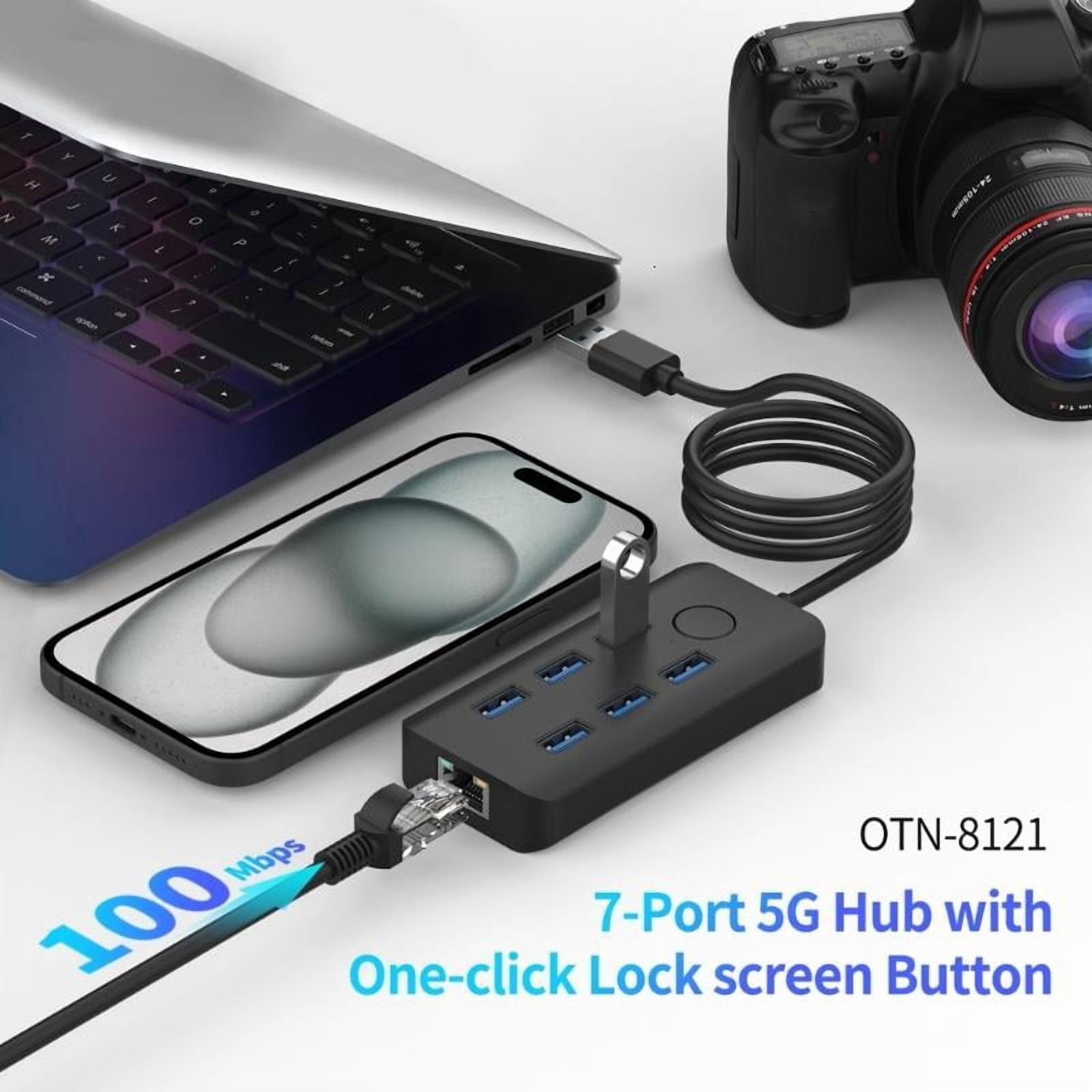 CEORPER Efficient USB3.0 Splitter USB Docking Station With Single Button Lock Screen