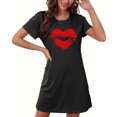 thumbnail image 5 of Lorytime Night Dress for Women Sleepwear Knee Length Short Sleeve Sleepdress Oversized Crewneck Lips Print Nightshirts Nightdress Pajamas Dress Comfy Soft Lounge Nightgowns Black L, 5 of 5