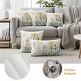 thumbnail image 6 of Spring Floral Pillow Covers 2 Pack Rustic White Yellow Blue Flowers Farmhouse Vintage Pillowcase Waterproof Outdoor Throw Pillow Cover for Patio Garden Square Cushion 26”x26”, 6 of 9