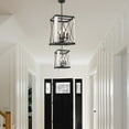 thumbnail image 3 of Kira Home Wrightwood 19" Farmhouse Pendant Light, Metal Wire Cage Hanging Lantern, White Ash Wood, Textured Black, 3 of 7