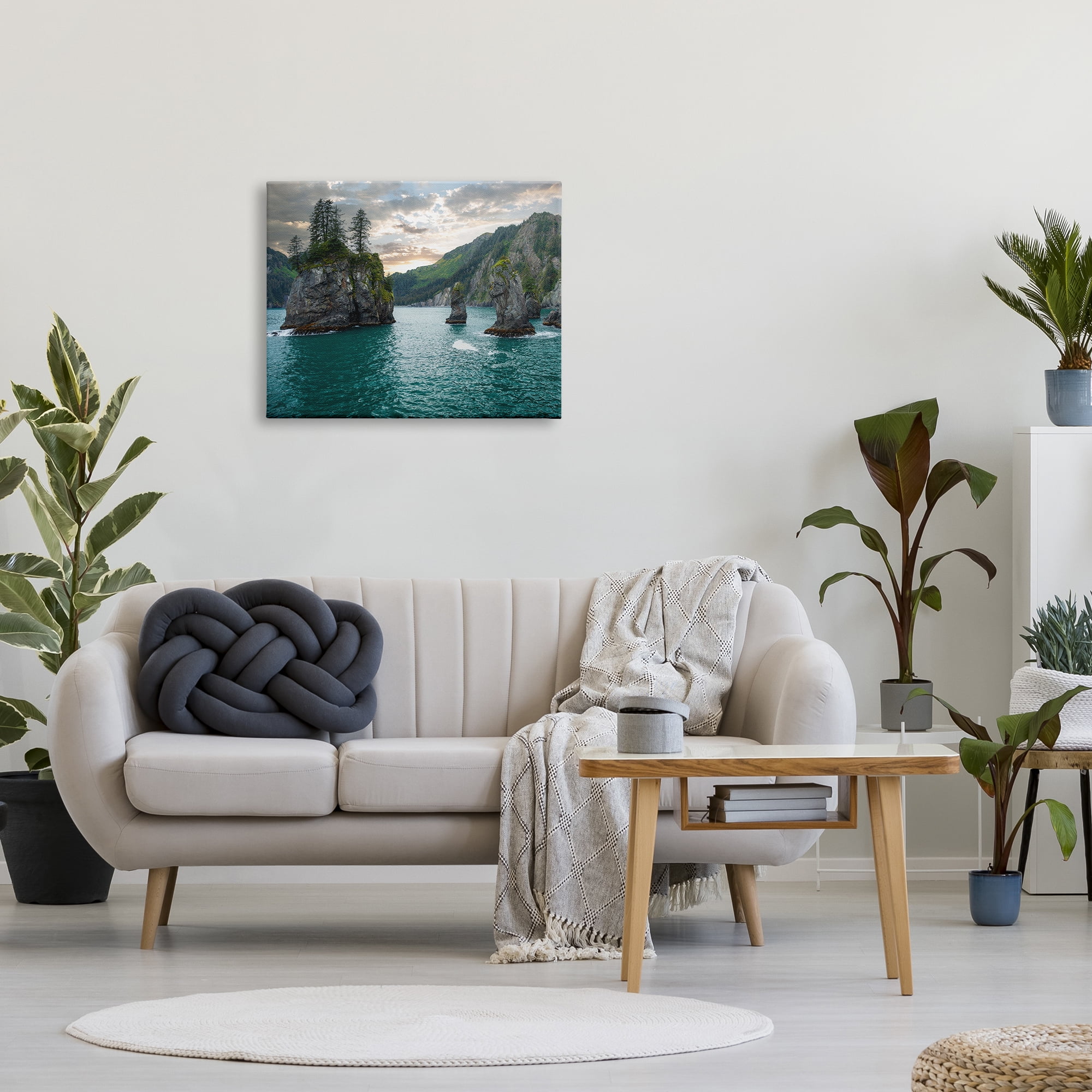Stupell Industries Nature Cliffs Jutting from Sea Landscape Photography Gallery Wrapped Canvas Art Print Wall Art, 30 x 24