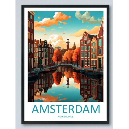 POSTER Amsterdam Travel Print Wall Art Amsterdam Wall Hanging Home Décor Amsterdam Gift-8x12-UNFRAMED